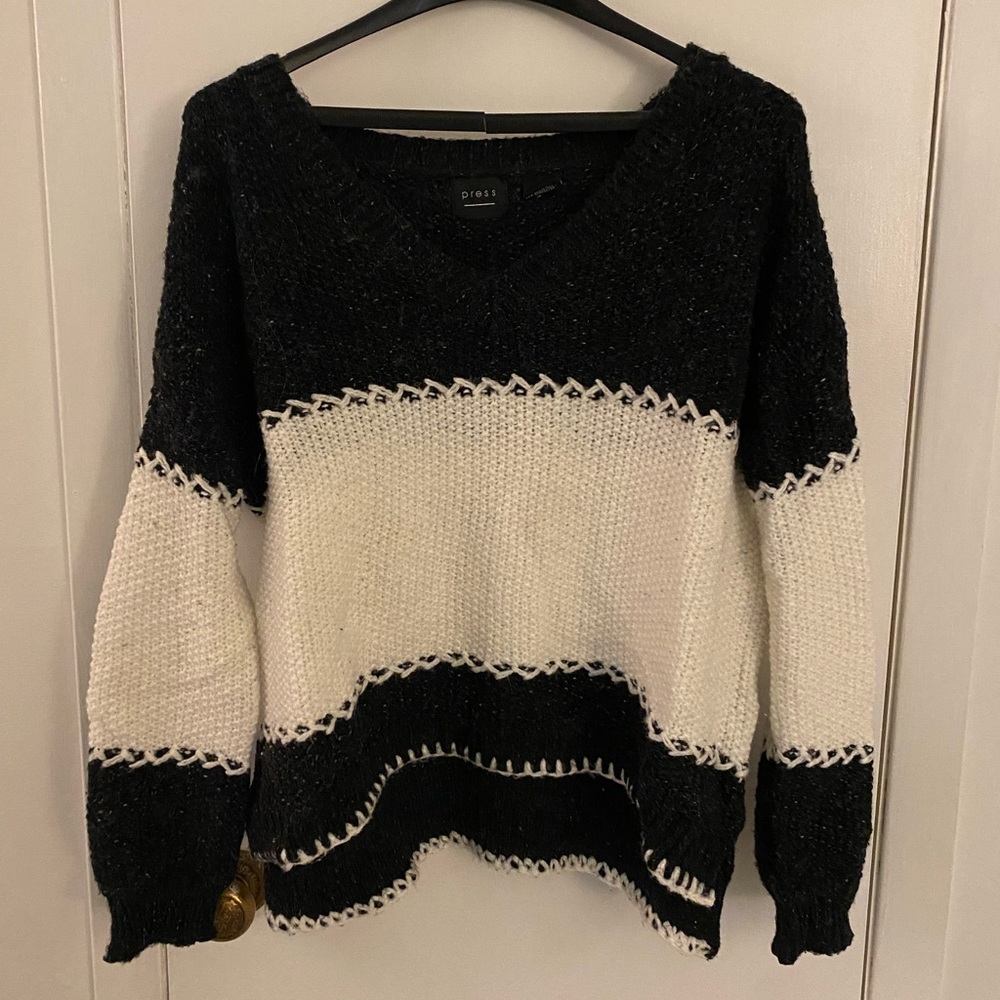 Navy and White Oversized Sweater - XS